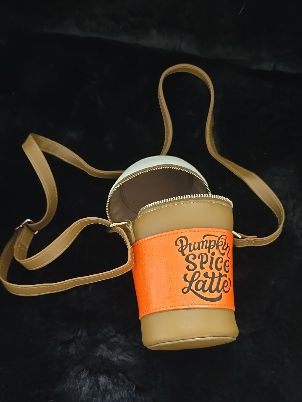MAD Engine Tan and Orange Pumpkin Spice Latte Crossbody Bag
